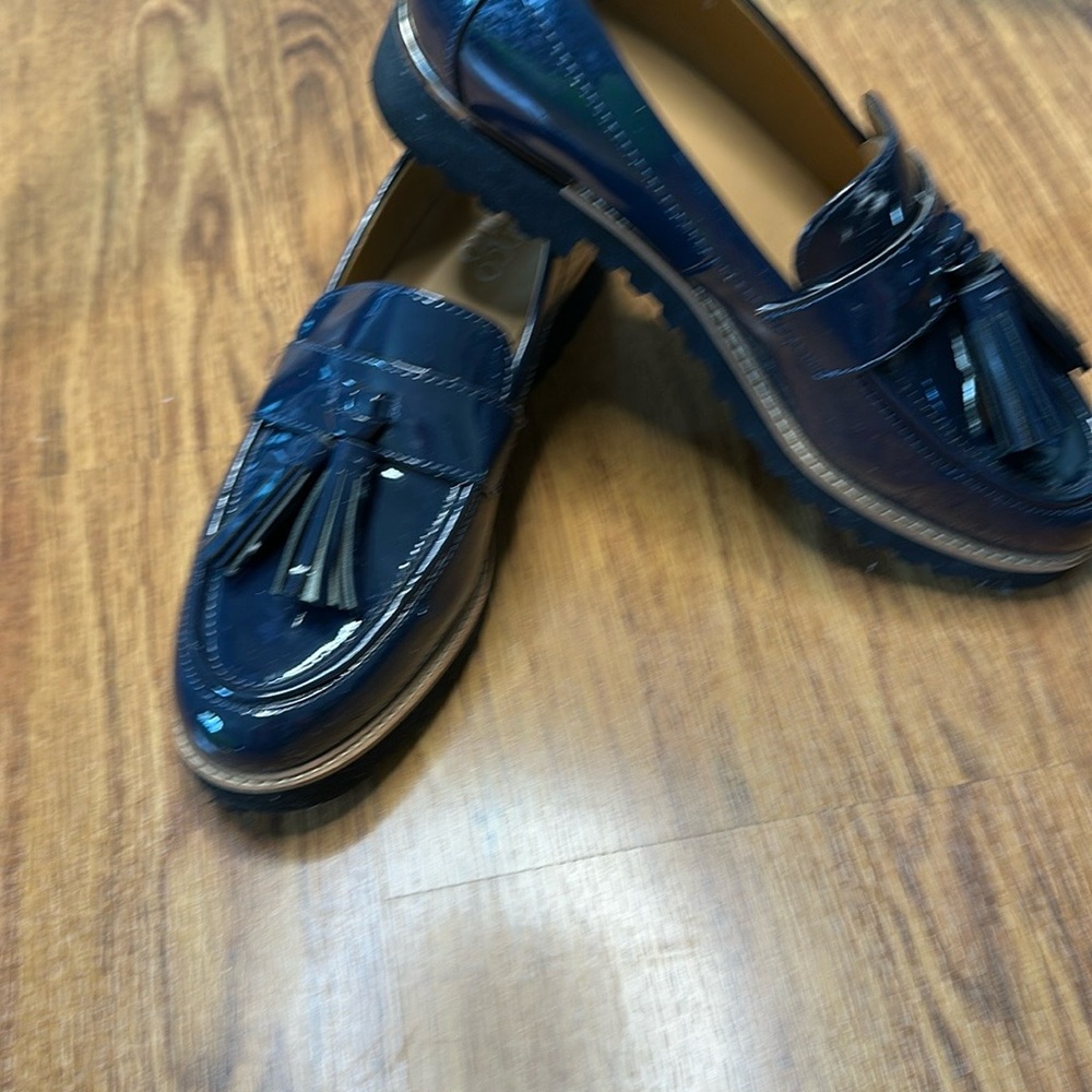 Franco Sarto Blue Patent Loafers - Picture 3 of 5